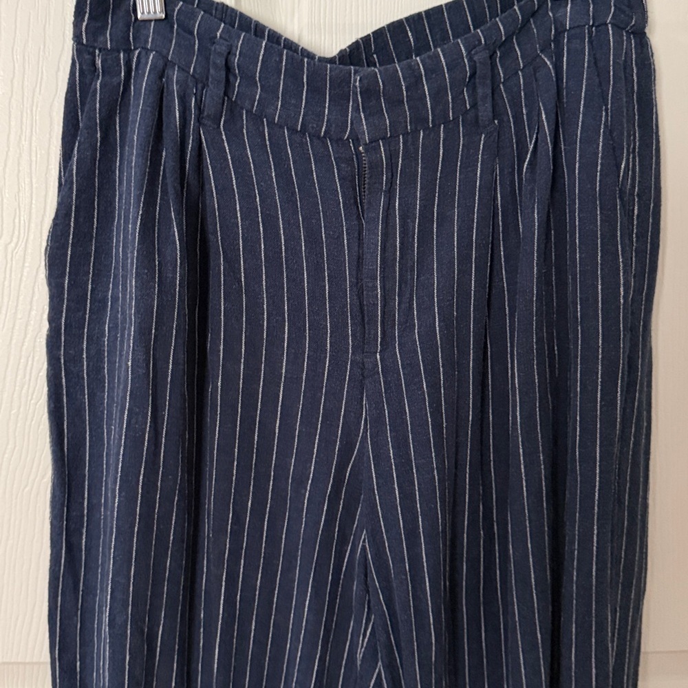 a new day Dark Blue Pinstripe Pants linen size 6 - Picture 3 of 4